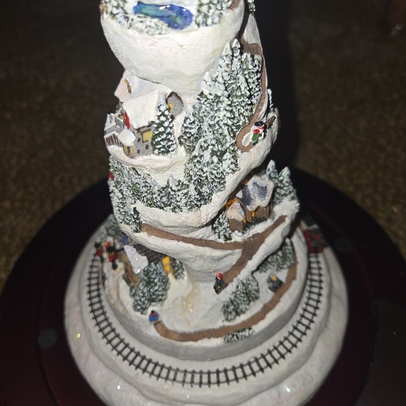 Thomas Kinkade Crystal Holiday Reflections Musical Tabletop Christmas Tree Clear - Picture 12 of 14